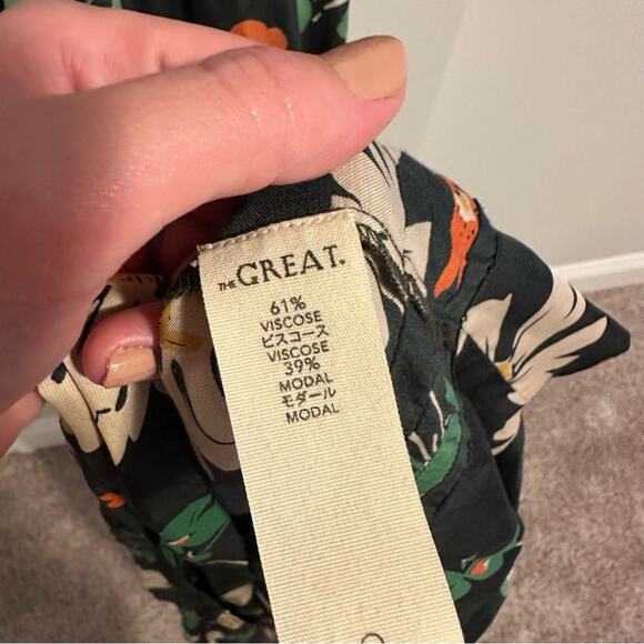 THE GREAT. Green Botanical Floral Maxi Dress 1 Small - Picture 7 of 11